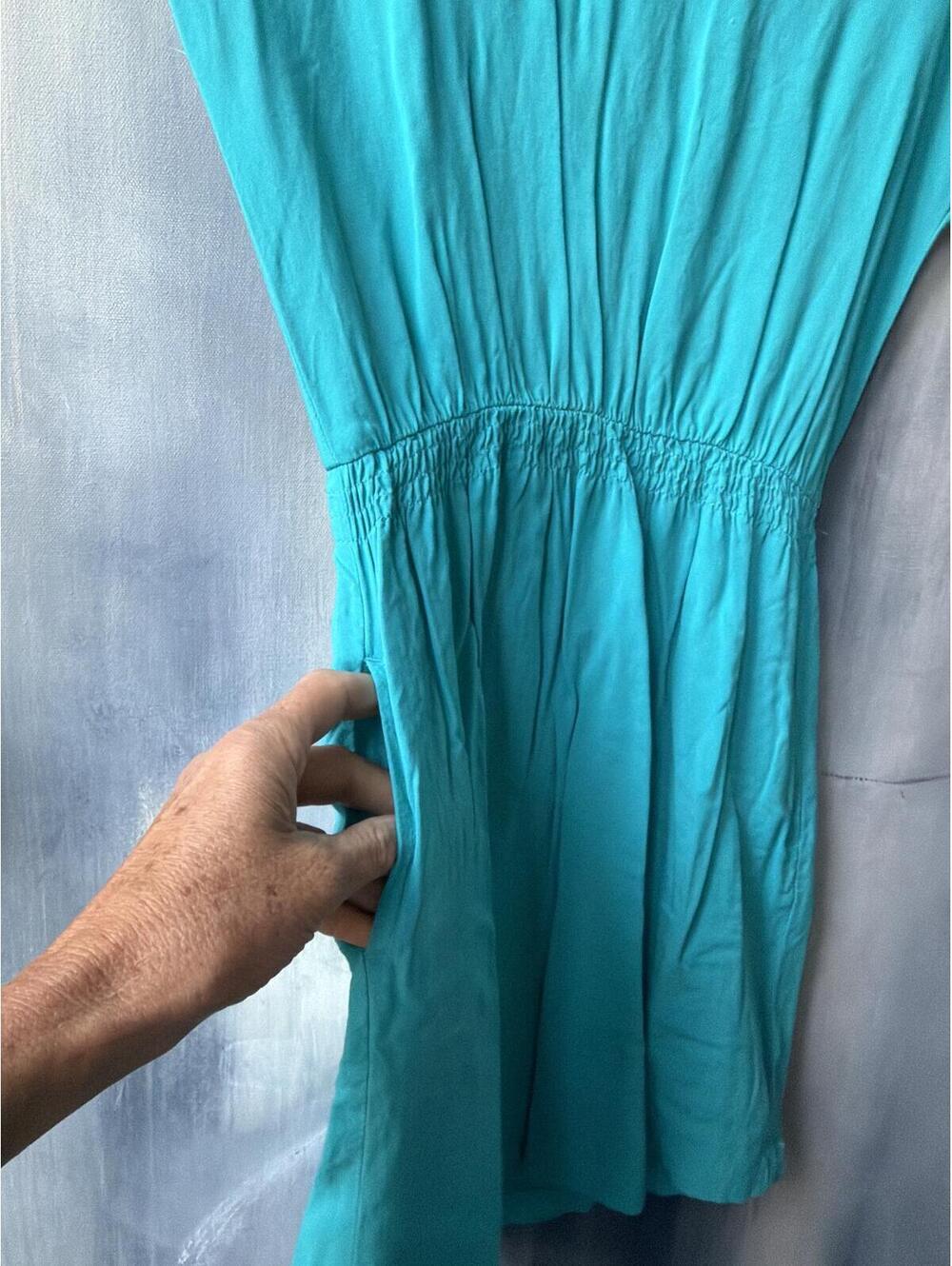 Mossimo Turquoise Rayon Pocket Dress Small - Picture 4 of 9